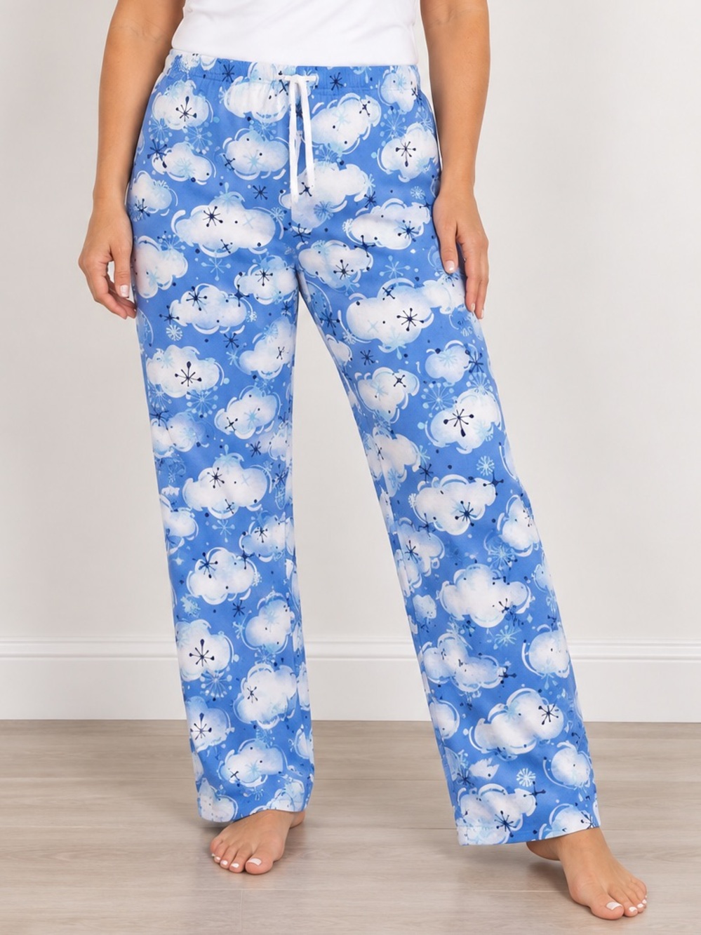Peace & Love Cotton Fleece Lounge Pants-Blue Clouds